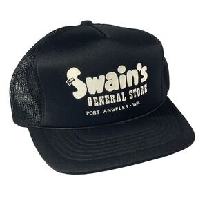 Vintage Swain's General Store Port Angeles WA Black Trucker  Hat- by Youngan